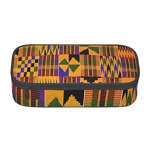 VANANI Afrikanische Tribal Ethnische Textur Große Kapazität Federmäppchen Multifunktionales Federmäppchen Schreibwaren Aufbewahrungsbedarf für Büro und Schule, Schwarz , Einheitsgröße, Kosmetiktasche von VANANI