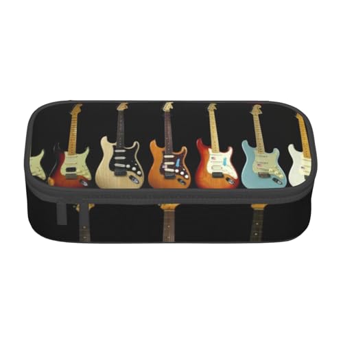 VANANI Art Guitar Pattern Large Capacity Pencil Case, Multifunctional Pencil Case, Stationery Storage Supplies for Office and School., Schwarz , Einheitsgröße, Kosmetiktasche von VANANI