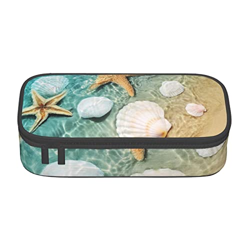 VANANI Beach Jakobsmuschel Große Kapazität Federmäppchen, Multifunktionales Federmäppchen, Schreibwaren Aufbewahrungsbedarf für Büro und Schule, Schwarz , Einheitsgröße, Kosmetiktasche von VANANI