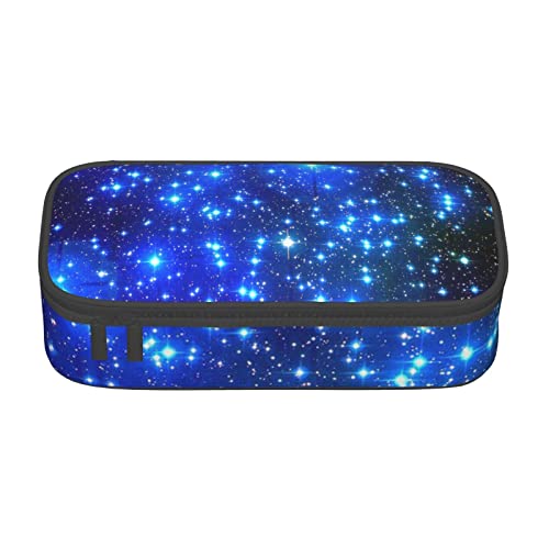 VANANI Blau Glänzende Sterne Große Kapazität Federmäppchen Multifunktionales Federmäppchen Schreibwaren Aufbewahrung Zubehör für Büro und Schule, Schwarz , Einheitsgröße, Kosmetiktasche von VANANI
