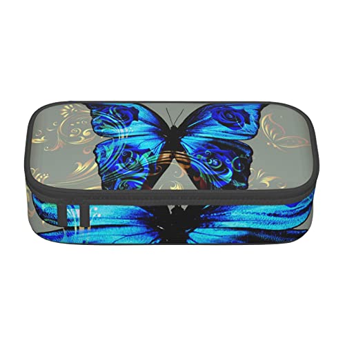 VANANI Blauer Schmetterling Große Kapazität Federmäppchen Multifunktionales Federmäppchen Schreibwaren Aufbewahrungsbedarf für Büro und Schule, Schwarz , Einheitsgröße, Kosmetiktasche von VANANI