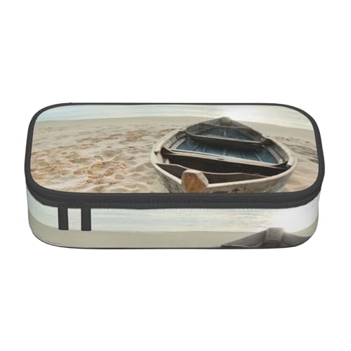 VANANI Boot Strand Sonnenaufgang Zeit Große Kapazität Federmäppchen Multifunktionales Federmäppchen Schreibwaren Aufbewahrungsbedarf für Büro und Schule, Schwarz , Einheitsgröße, Kosmetiktasche von VANANI