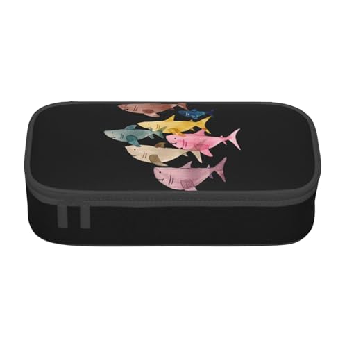 VANANI Buntes Fisch-Federmäppchen, großes Fassungsvermögen, multifunktionales Federmäppchen, Schreibwaren-Aufbewahrungszubehör für Büro und Schule., Schwarz , Einheitsgröße, Kosmetiktasche von VANANI