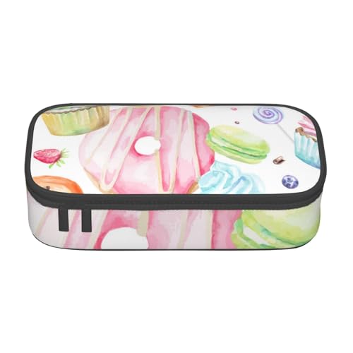 VANANI Cupcakes Donuts Muffins Zucker Große Kapazität Federmäppchen Multifunktionales Federmäppchen Schreibwaren Aufbewahrungsbedarf für Büro und Schule, Schwarz , Einheitsgröße, Kosmetiktasche von VANANI
