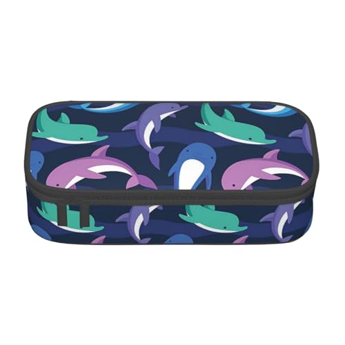 VANANI Delphin Federmäppchen mit großer Kapazität, multifunktionales Federmäppchen, Schreibwaren-Aufbewahrungszubehör für Büro und Schule., Schwarz , Einheitsgröße, Kosmetiktasche von VANANI