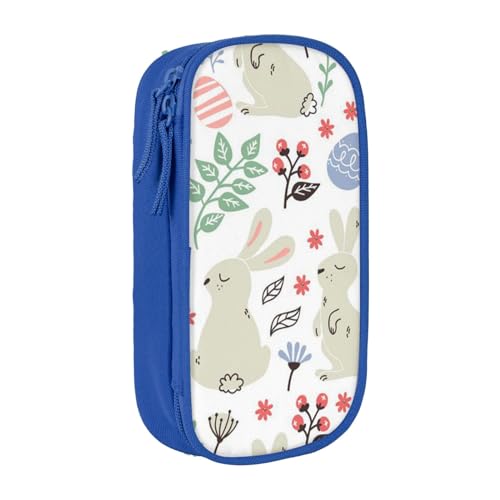 VANANI Federmäppchen mit Blumenmotiv, Hasen, Vögel, großes Fassungsvermögen, multifunktionales Federmäppchen, Reißverschluss, tragbares Federmäppchen, Studenten, Bürobedarf., blau, Einheitsgröße, von VANANI