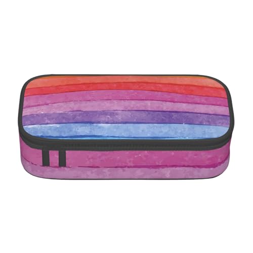 VANANI Federmäppchen mit bunten Regenbogenstreifen, großes Fassungsvermögen, multifunktionales Federmäppchen, Schreibwaren-Aufbewahrungszubehör für Büro und Schule., Schwarz , Einheitsgröße, von VANANI