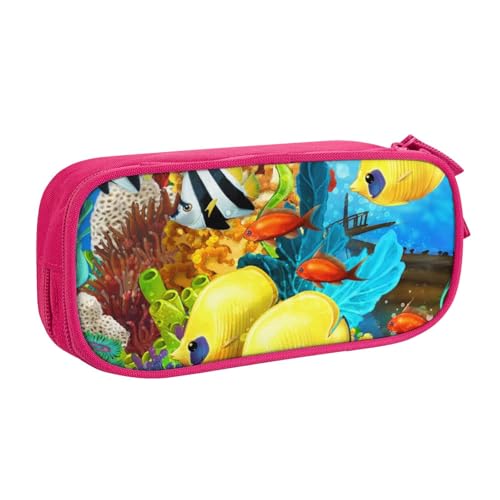 VANANI Federmäppchen mit tropischem Fisch, großes Fassungsvermögen, multifunktionales Federmäppchen, Reißverschluss, tragbares Federmäppchen, Studenten, Bürobedarf., rose, Einheitsgröße, von VANANI