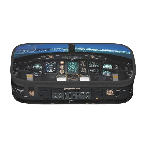 VANANI Flugzeug Cockpit Große Kapazität Federmäppchen Multifunktionales Federmäppchen Schreibwaren Aufbewahrung Zubehör für Büro und Schule, Schwarz , Einheitsgröße, Kosmetiktasche von VANANI