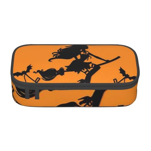 VANANI Halloween Hexe fliegende große Kapazität Federmäppchen Multifunktionales Federmäppchen Schreibwaren Aufbewahrung Zubehör für Büro und Schule, Schwarz , Einheitsgröße, Kosmetiktasche von VANANI