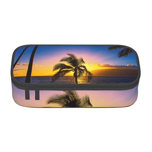 VANANI Hawaii Beach Große Kapazität Federmäppchen, Multifunktionales Federmäppchen, Schreibwaren Aufbewahrungsbedarf für Büro und Schule, Schwarz , Einheitsgröße, Kosmetiktasche von VANANI