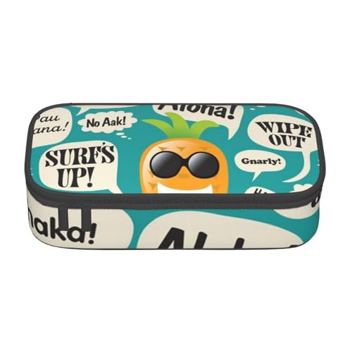 VANANI Hawaiianische Slogans Große Kapazität Federmäppchen, Multifunktionales Federmäppchen, Schreibwaren Aufbewahrungsbedarf für Büro und Schule., Schwarz , Einheitsgröße, Kosmetiktasche von VANANI