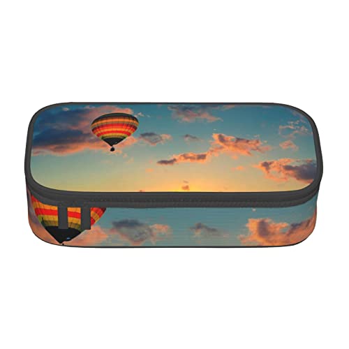 VANANI Heißluftballon Sonnenuntergang Große Kapazität Federmäppchen Multifunktionales Federmäppchen Schreibwaren Aufbewahrungsbedarf für Büro und Schule, Schwarz , Einheitsgröße, Kosmetiktasche von VANANI