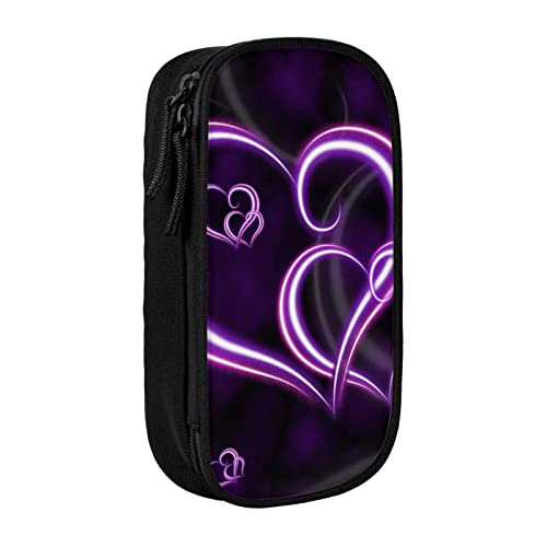 VANANI Lila Herzen Große Kapazität Federmäppchen Multifunktionales Federmäppchen Reißverschluss Tragbares Federmäppchen Student Bürobedarf, Schwarz , Einheitsgröße, Kosmetiktasche von VANANI