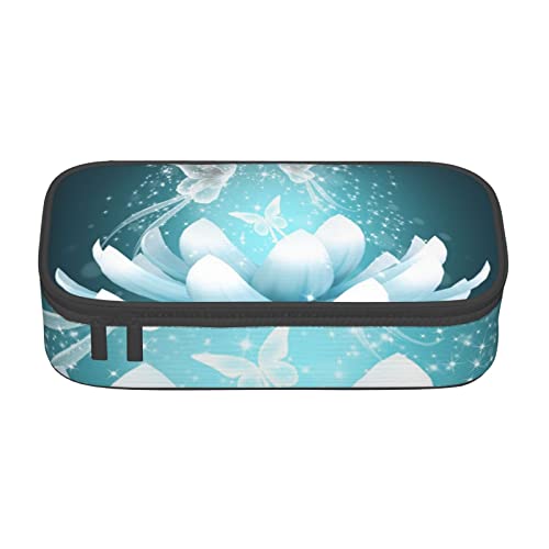 VANANI Lotus Flowers Große Kapazität Federmäppchen Multifunktionales Federmäppchen Schreibwaren Aufbewahrungsbedarf für Büro und Schule, Schwarz , Einheitsgröße, Kosmetiktasche von VANANI
