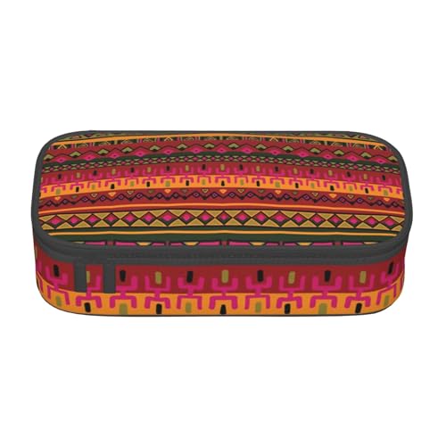 VANANI Mexikanische Volkskunst Boho Große Kapazität Federmäppchen Multifunktionales Federmäppchen Schreibwaren Aufbewahrung Zubehör für Büro und Schule, Schwarz , Einheitsgröße, Kosmetiktasche von VANANI