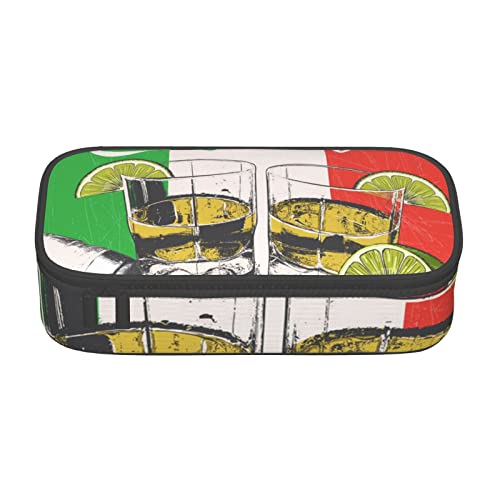 VANANI Mexiko Flagge und Tequila Große Kapazität Federmäppchen Multifunktionales Federmäppchen Schreibwaren Aufbewahrungsbedarf für Büro und Schule, Schwarz , Einheitsgröße, Kosmetiktasche VANANI Mexiko Flagge und Tequila Große Kapazität Federmäppchen Multifunktionales Federmäppchen Schreibwaren Aufbewahrungsbedarf für Büro und Schule, Schwarz , Einheitsgröße, Kosmetiktasche von VANANI