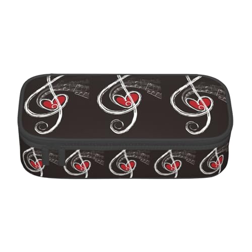 VANANI Musiksymbole Liebe Große Kapazität Federmäppchen, Multifunktionales Federmäppchen, Schreibwaren Aufbewahrungsbedarf für Büro und Schule., Schwarz , Einheitsgröße, Kosmetiktasche von VANANI