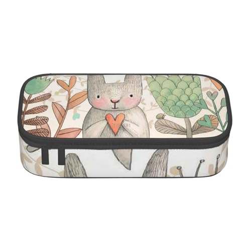 VANANI Niedliches Kaninchen, Schmetterling und Blumen, großes Fassungsvermögen, multifunktionales Federmäppchen, Schreibwaren-Aufbewahrungszubehör für Büro und Schule., Schwarz , Einheitsgröße, von VANANI