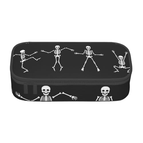 VANANI Niedliches Skelett Tanzen Große Kapazität Federmäppchen Multifunktionales Federmäppchen Schreibwaren Aufbewahrungsbedarf für Büro und Schule, Schwarz , Einheitsgröße, Kosmetiktasche von VANANI