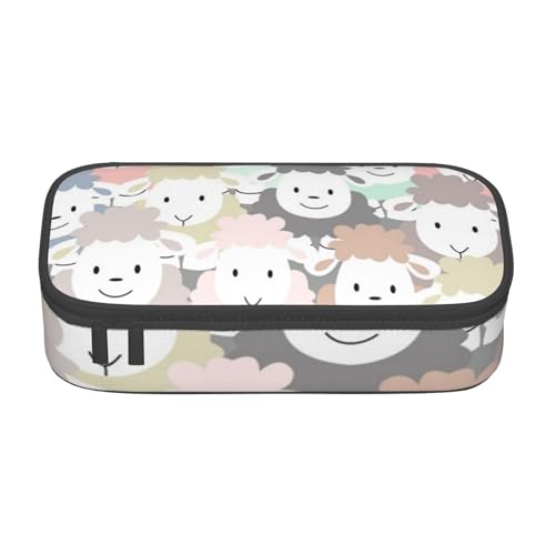 VANANI Niedliches buntes Schaf, Cartoon-Muster, großes Fassungsvermögen, multifunktionales Federmäppchen, Schreibwaren-Aufbewahrungszubehör für Büro und Schule., Schwarz , Einheitsgröße, von VANANI