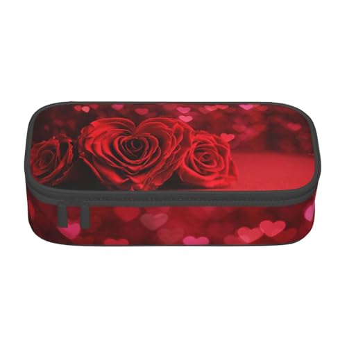 VANANI Red Rose Große Kapazität Federmäppchen, Multifunktionales Federmäppchen, Schreibwaren Aufbewahrungsbedarf für Büro und Schule, Schwarz , Einheitsgröße, Kosmetiktasche von VANANI
