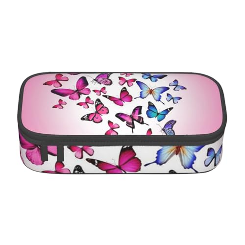VANANI Rosa Schmetterlinge Große Kapazität Federmäppchen Multifunktionales Federmäppchen Schreibwaren Aufbewahrungsbedarf für Büro und Schule, Schwarz , Einheitsgröße, Kosmetiktasche von VANANI