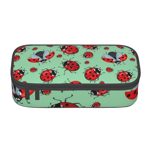 VANANI Rote Marienkäfer auf blauem Hintergrund, große Kapazität, Federmäppchen, multifunktionales Federmäppchen, Schreibwaren-Aufbewahrungszubehör für Büro und Schule., Schwarz , Einheitsgröße, von VANANI