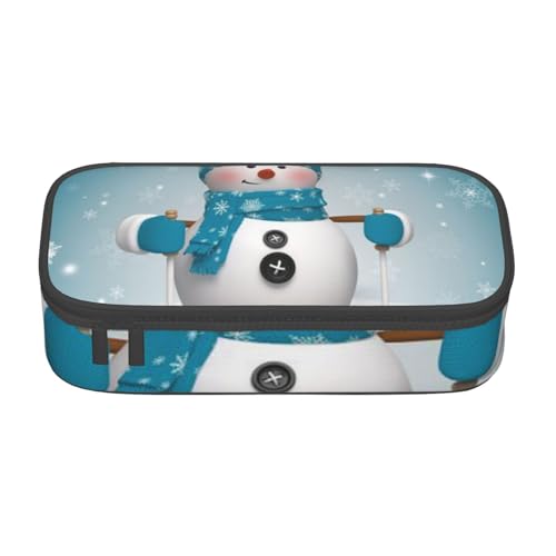 VANANI Schönes Weihnachts-Federmäppchen, Cartoon-Skifahren, Schneemann, Schneeflocke, großes Fassungsvermögen, multifunktionales Federmäppchen, Schreibwaren-Aufbewahrungszubehör für Büro und Schule., von VANANI