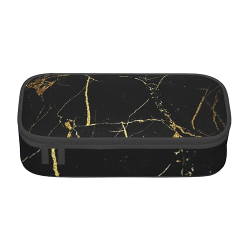 VANANI Schwarz Gold Marmor Große Kapazität Federmäppchen Multifunktionales Federmäppchen Schreibwaren Aufbewahrung Zubehör für Büro und Schule, Schwarz , Einheitsgröße, Kosmetiktasche von VANANI