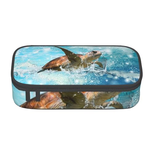 VANANI Sea Turtle Federmäppchen mit großer Kapazität, multifunktionales Federmäppchen, Schreibwaren-Aufbewahrungszubehör für Büro und Schule., Schwarz , Einheitsgröße, Kosmetiktasche von VANANI