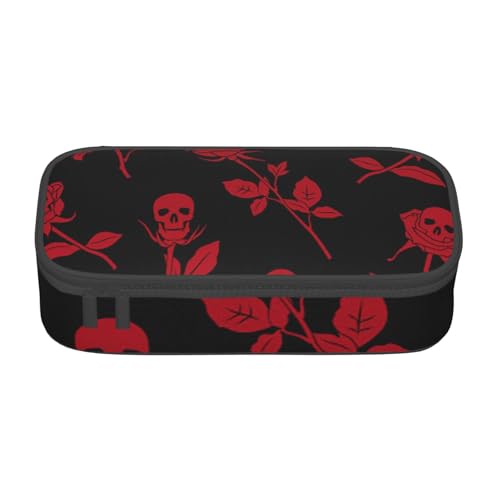 VANANI Skull Rose Große Kapazität Federmäppchen, Multifunktionales Federmäppchen, Schreibwaren Aufbewahrungsbedarf für Büro und Schule, Schwarz , Einheitsgröße, Kosmetiktasche von VANANI