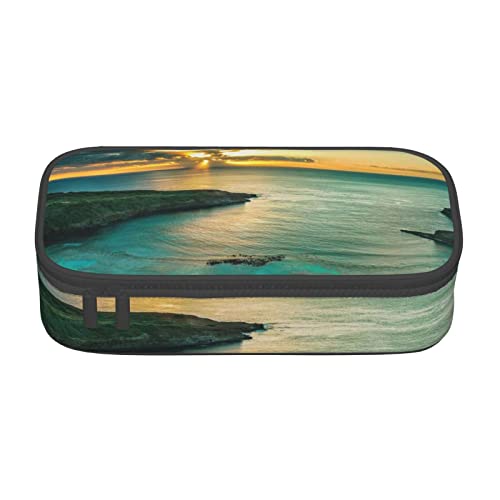 VANANI Sunrise Over Hawaii Große Kapazität Federmäppchen, Multifunktionales Federmäppchen, Schreibwaren Aufbewahrungsbedarf für Büro und Schule, Schwarz , Einheitsgröße, Kosmetiktasche von VANANI