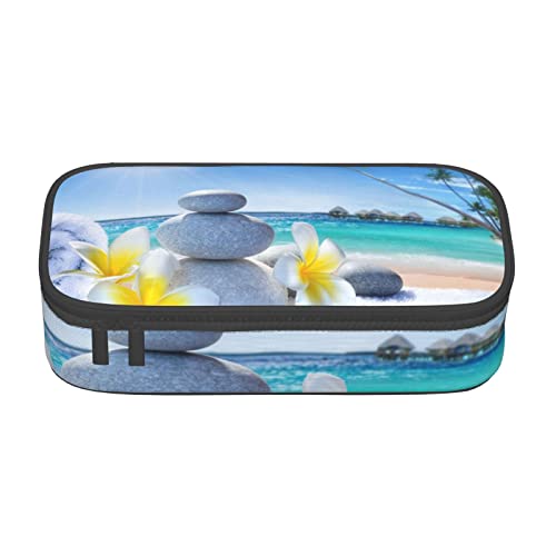 VANANI Tropische Blume und Zen Stein Große Kapazität Federmäppchen Multifunktionales Federmäppchen Schreibwaren Aufbewahrungsbedarf für Büro und Schule, Schwarz , Einheitsgröße, Kosmetiktasche VANANI Tropische Blume und Zen Stein Große Kapazität Federmäppchen Multifunktionales Federmäppchen Schreibwaren Aufbewahrungsbedarf für Büro und Schule, Schwarz , Einheitsgröße, Kosmetiktasche von VANANI