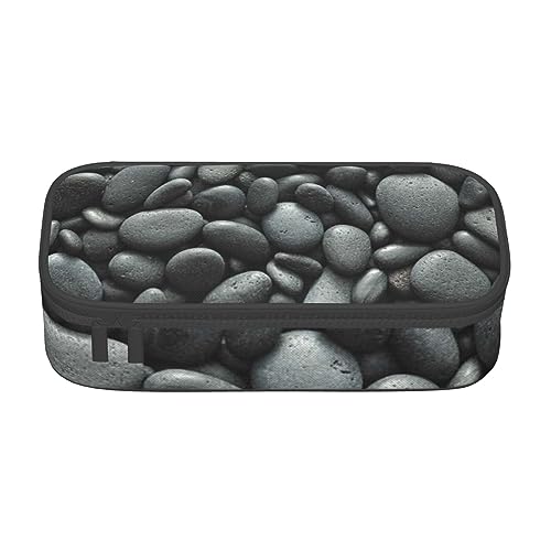 VANANI Viele schwarze Kieselsteine, große Kapazität, multifunktionales Federmäppchen, Schreibwaren-Aufbewahrungszubehör für Büro und Schule., Schwarz , Einheitsgröße, Kosmetiktasche von VANANI