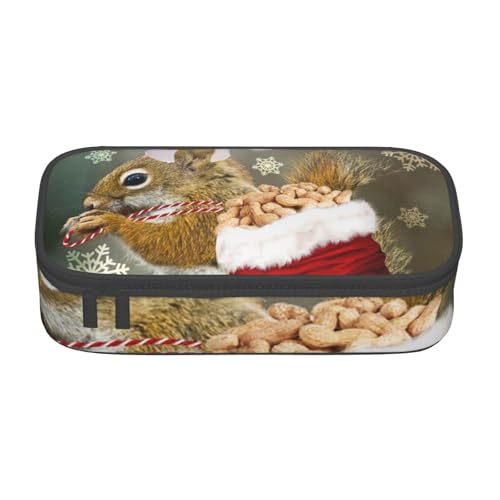 VANANI Weihnachten Eichhörnchen Große Kapazität Federmäppchen Multifunktionales Federmäppchen Schreibwaren Aufbewahrungsbedarf für Büro und Schule, Schwarz , Einheitsgröße, Kosmetiktasche von VANANI
