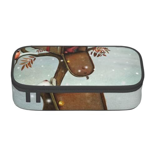 VANANI Weihnachten Kaninchen Hase Große Kapazität Federmäppchen Multifunktionales Federmäppchen Schreibwaren Aufbewahrungsbedarf für Büro und Schule, Schwarz , Einheitsgröße, Kosmetiktasche von VANANI