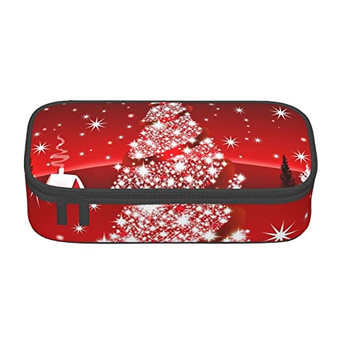 VANANI Weihnachtsbaum Rot Große Kapazität Federmäppchen Multifunktionales Federmäppchen Schreibwaren Aufbewahrungsbedarf für Büro und Schule, Schwarz , Einheitsgröße, Kosmetiktasche von VANANI