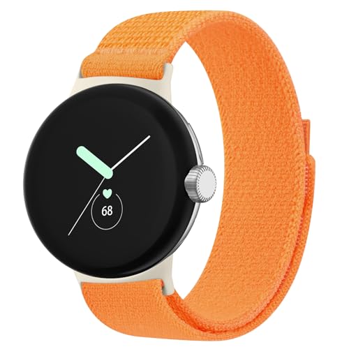 VANCLE Nylon-Armband, kompatibel mit Google Pixel Watch 2 (2023) / Pixel Watch (2022), verstellbares weiches Nylon-Schlaufen-Armband, Ersatzarmband für Damen und Herren, Orange von Vancle