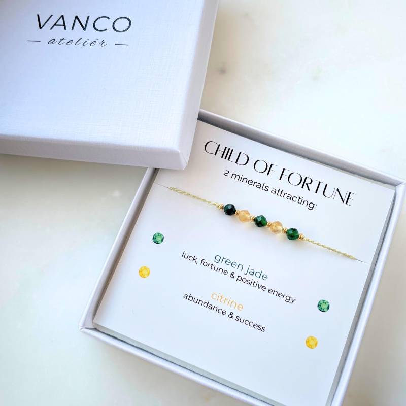 Good Luck Armband, Glücksbringer, Fortune Manifestation Mineral Optimismus Geschenk Für Sie, Kind Des Glücks von VANCOatelier