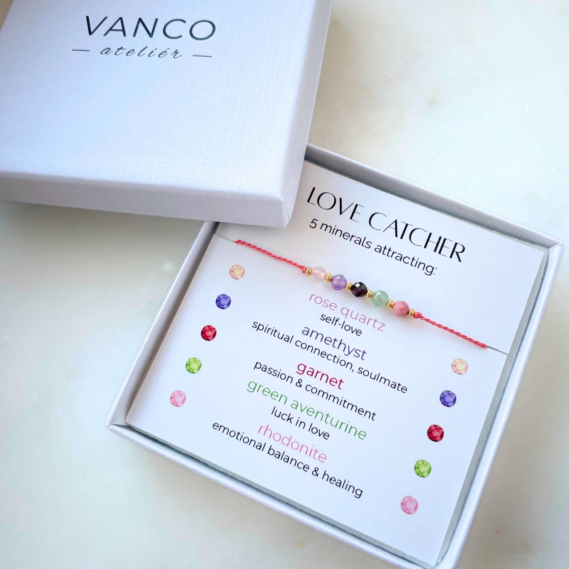 Love Catcher Armband, Liebesarmband, Manifestation Mineral Wunsch Geschenk Für Sie, Soulmate Erinnerung An Sich Selbst von VANCOatelier