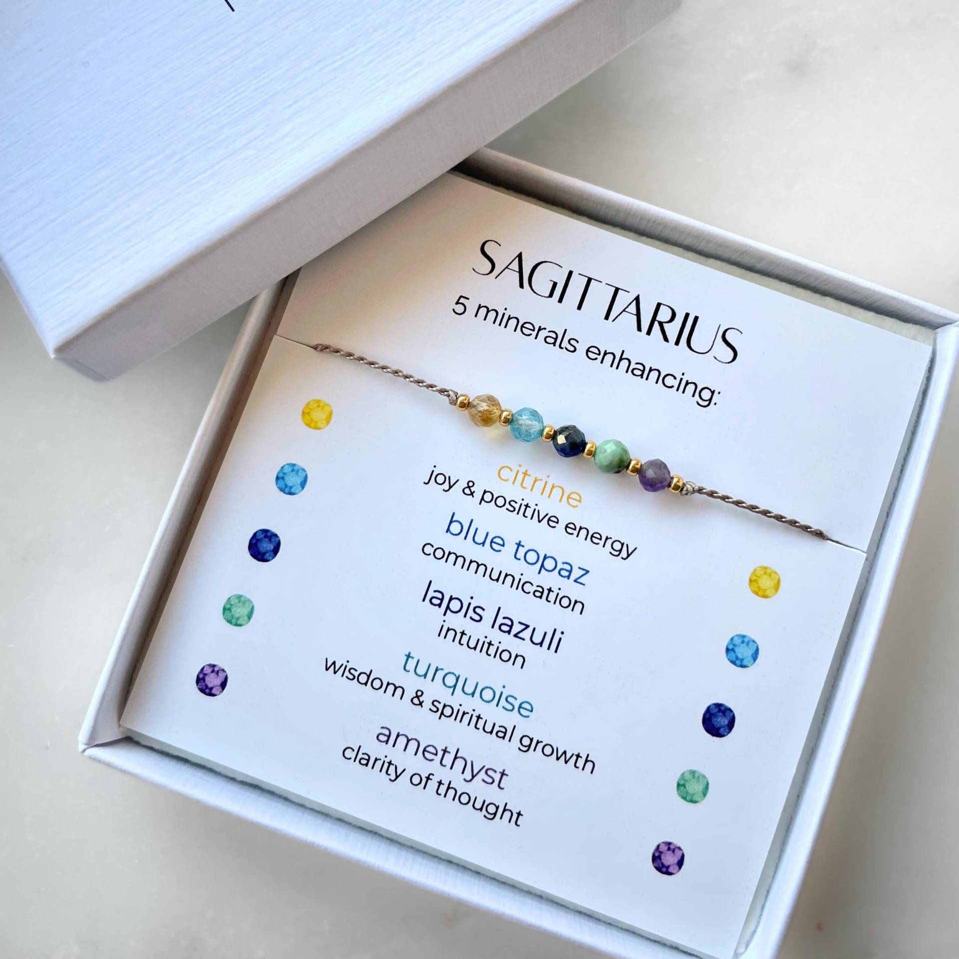 Schütze Sternzeichen Armband, Citrin, Lapis Lazuli, Seidenkordel von VANCOatelier