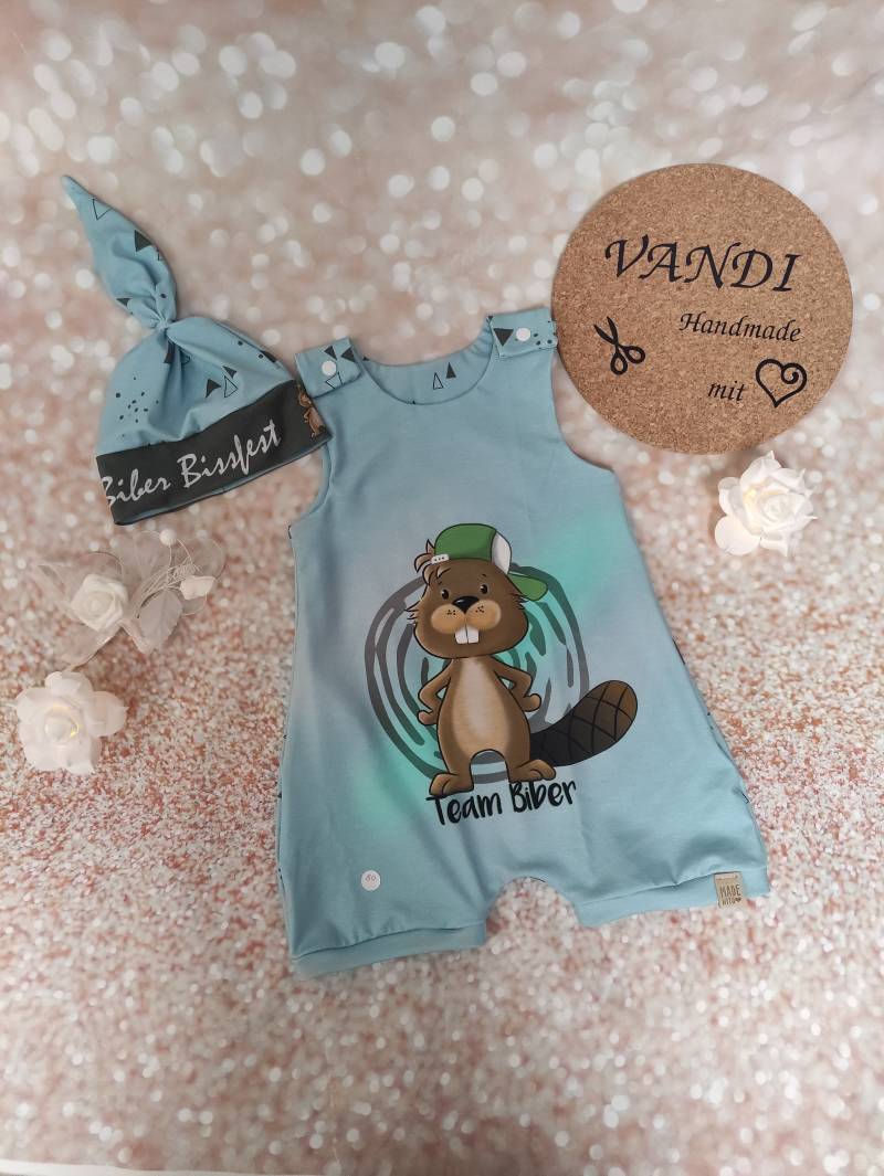 strampler Romper Spieler Mit Kurzen Beinen Größe 80 Mütze Set von VANDIDesign