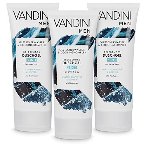 VANDINI 2x 3in1 Duschgel für Männer Gletscherwasser & Koffein 200 ml - Herren Duschgel vegan für alle Hauttypen geeignet - Duschgel Männer, Herrenduschgel, Shower Gel men, Männerduschgel von VANDINI