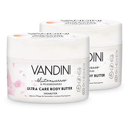 VANDINI Body Butter Damen mit Sheabutter - reichhaltige Body Creme als Körpercreme & Gesichtscreme für trockene Haut - vegane Body Creme für Frauen im 2er Pack (2x 200 ml) von VANDINI