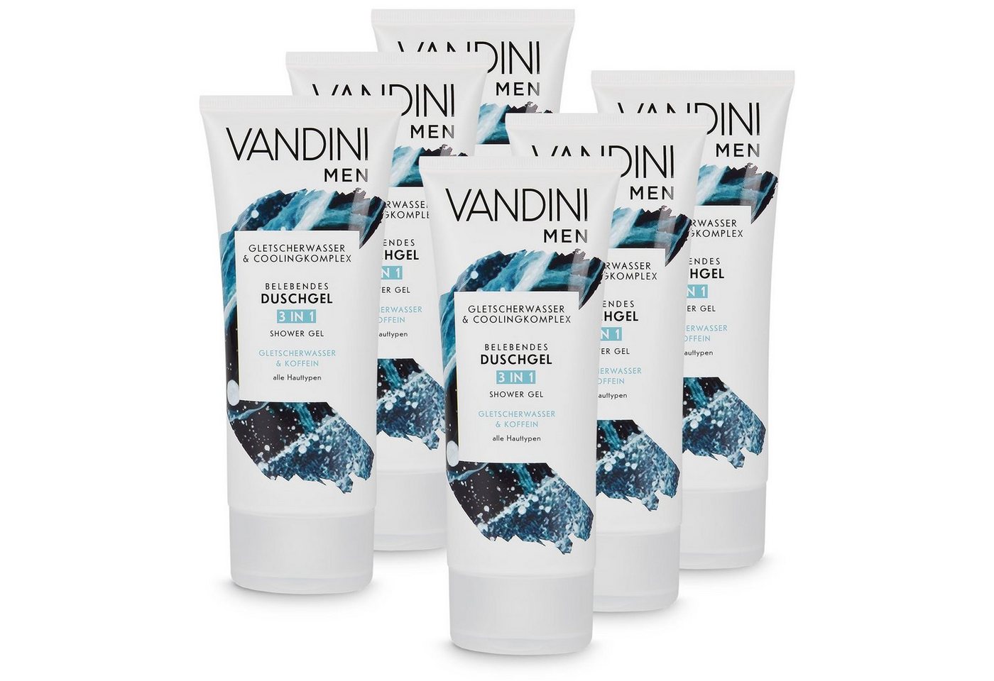 VANDINI Duschgel VANDINI 3in1 Duschgel für Männer 6x 200 ml - Herren Duschgel vegan, 6-tlg. von VANDINI