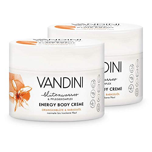 VANDINI Energy Body Creme Damen mit Orangenblüte & Babassuöl - Body Creme & Gesichtscreme für normale bis trockene Haut - vegane Body Creme für Frauen im 2er Pack (2x 200 ml) von VANDINI