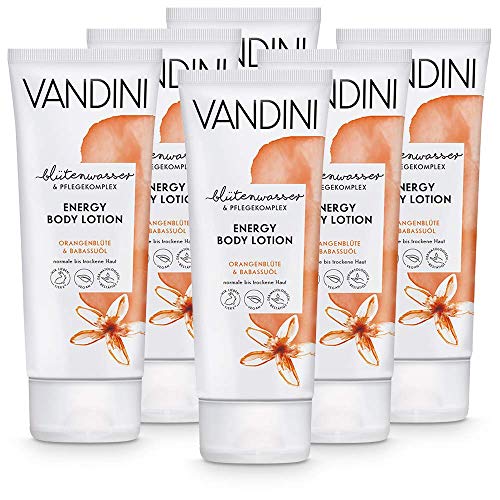 VANDINI Energy Body Lotion Damen mit Orangenblüte & Babassuöl - Body Lotion für normale bis trockene Haut - vegane Body Lotion für Frauen ohne Silikone, Parabene & Mineralöl (6x 200 ml) von VANDINI