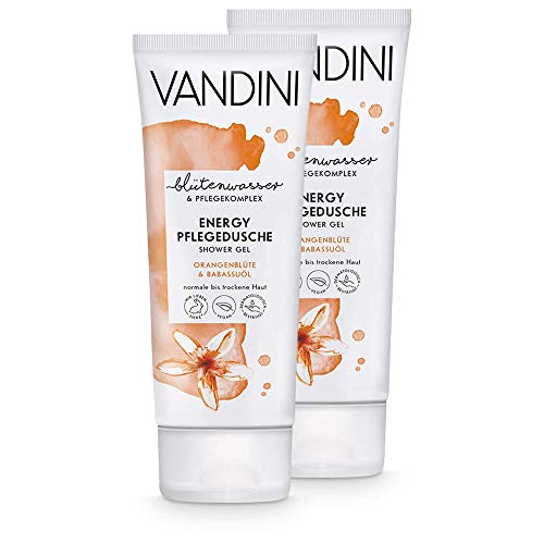 VANDINI Energy Pflege Duschgel Damen mit Orangenblüte & Babassuöl - Duschgel für normale bis trockene Haut - veganes Duschgel für Frauen ohne Silikone, Parabene & Mineralöl (2x 200 ml) von VANDINI