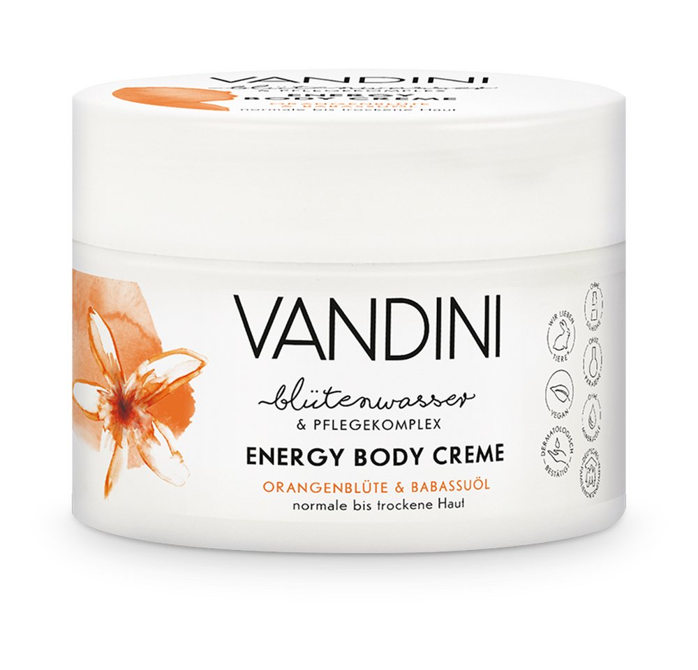 VANDINI Feuchtigkeitscreme ENERGY Body Creme Orangenblüte & Babassuöl, 1-tlg. von VANDINI